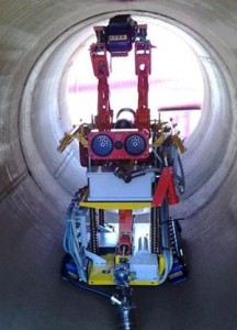 A crawler pig like this one reduces cost and risk during pipeline inspections. Photo courtesy of Alyeska Corporate Communications.