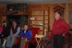 21 years later, Devens shared his Exxon Valdez experiences with a group of community leaders who travelled from the Gulf of Mexico to Alaska following the BP Deepwater Horizon disaster to learn from Alaskans’ experience with the Exxon Valdez spill. Left, Mayor Tim Kerner of Jean Lafitte, Louisiana, listens as Devens talks about his experiences. Below, Devens speaks with other Louisiana leaders he invited to his home in Valdez in 2010.